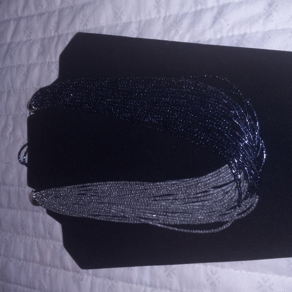 Retro black and silver beaded necklace